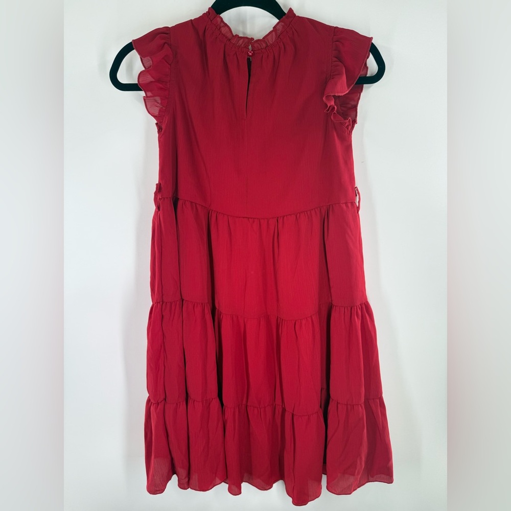 EUC Arshiner Red Ruffle Neck Dress - Picture 6 of 8